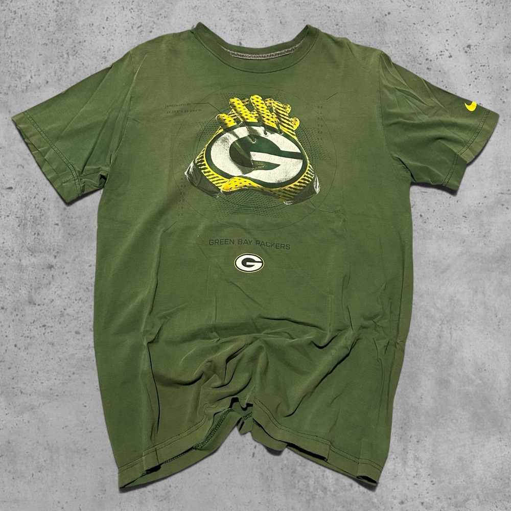Nike Green Bay Packers Graphic T-Shirt Green Mens Size Large Retro NFL Tee